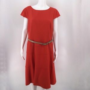 NWT JONES NEW YORK Dress 16 Coral Red Orange Belt